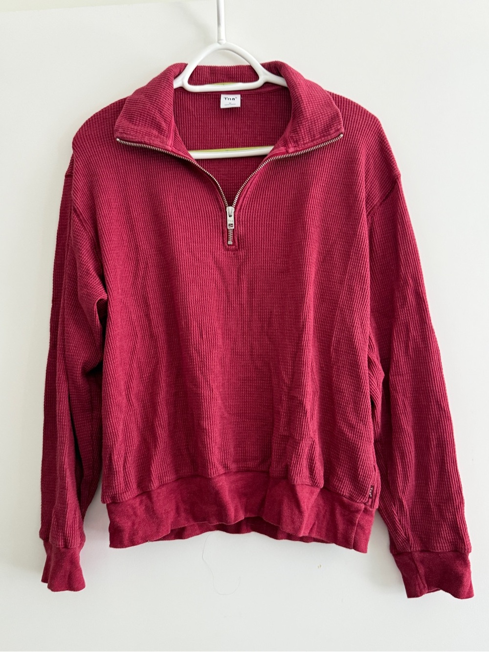 TNA Half-Zip Long Sleeve Top in Deep Berry